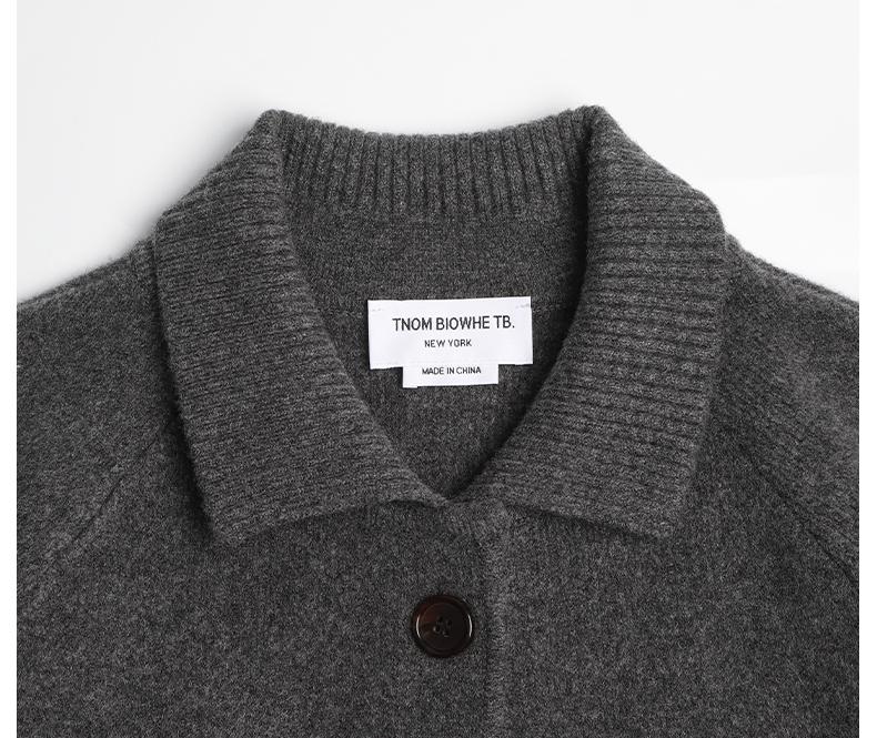 Unisex wool coat with webbing sleeves | Thom Browne
