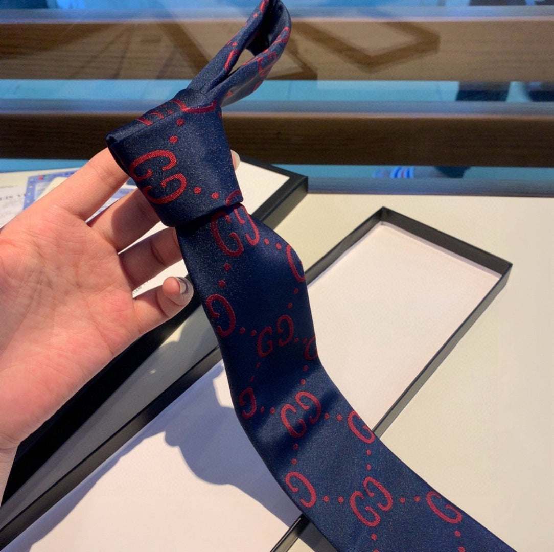 Gucci Style Men's Oversized GG Silk Tie