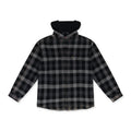 Black Multicolor Plaid Waffle Hooded Jacket