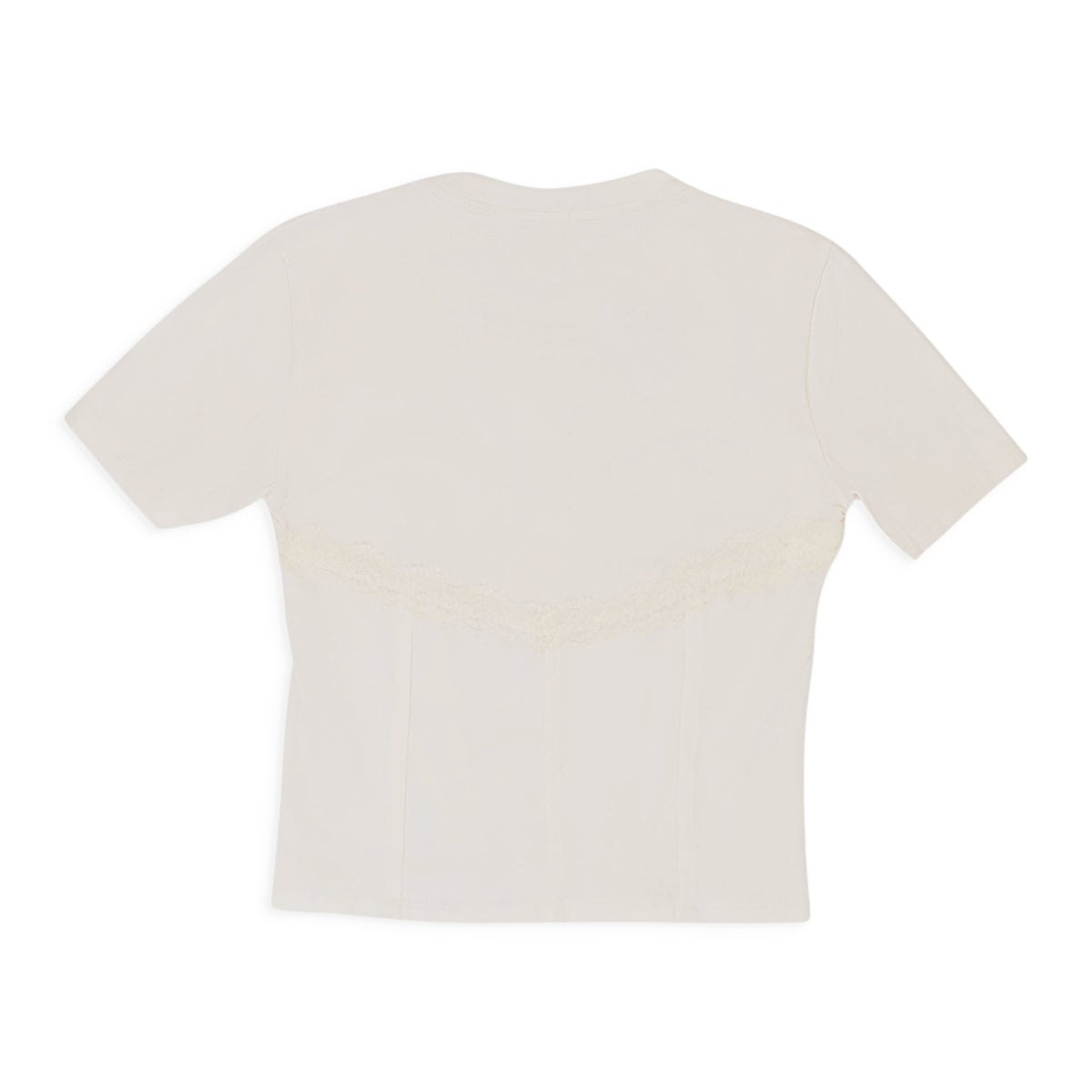 LACE TRIM BUSTIER WHITE T-SHIRT