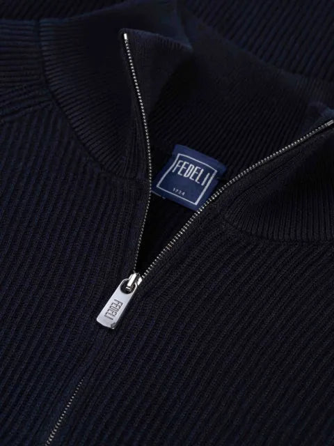 Fedeli half-zip ribbed-knit sweater