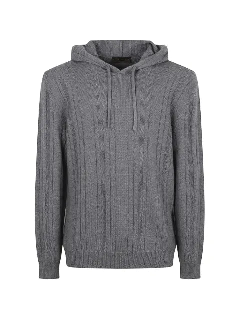 Brett Johnson ribbed-knit drawstring hoodie