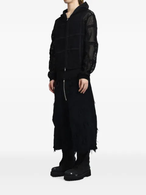 FILTH mesh-panel zip-up hoodie