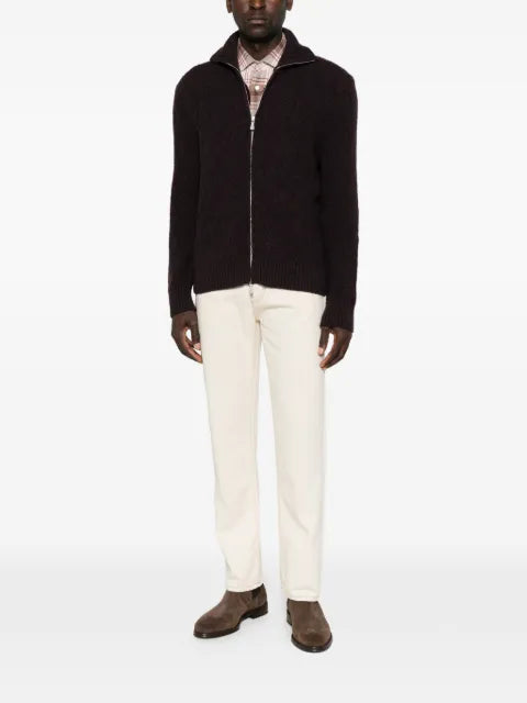 Eleventy diamond-knit zip-up cardigan
