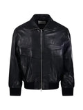 DUNST zip-up panelled leather jacket