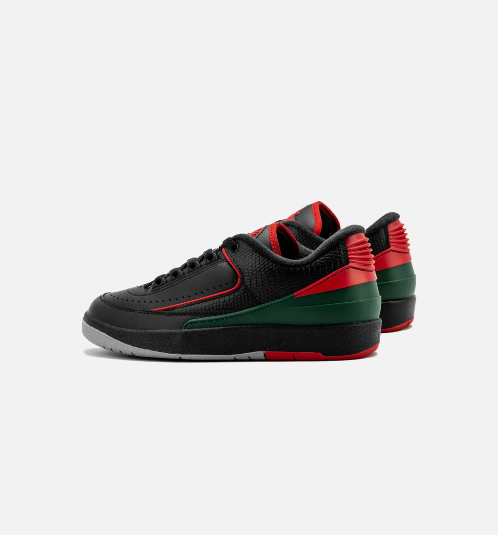 Air Jordan 2 Retro Low Christmas | Grade School Lifestyle Shoe | Black/Fire Red/Cement Grey