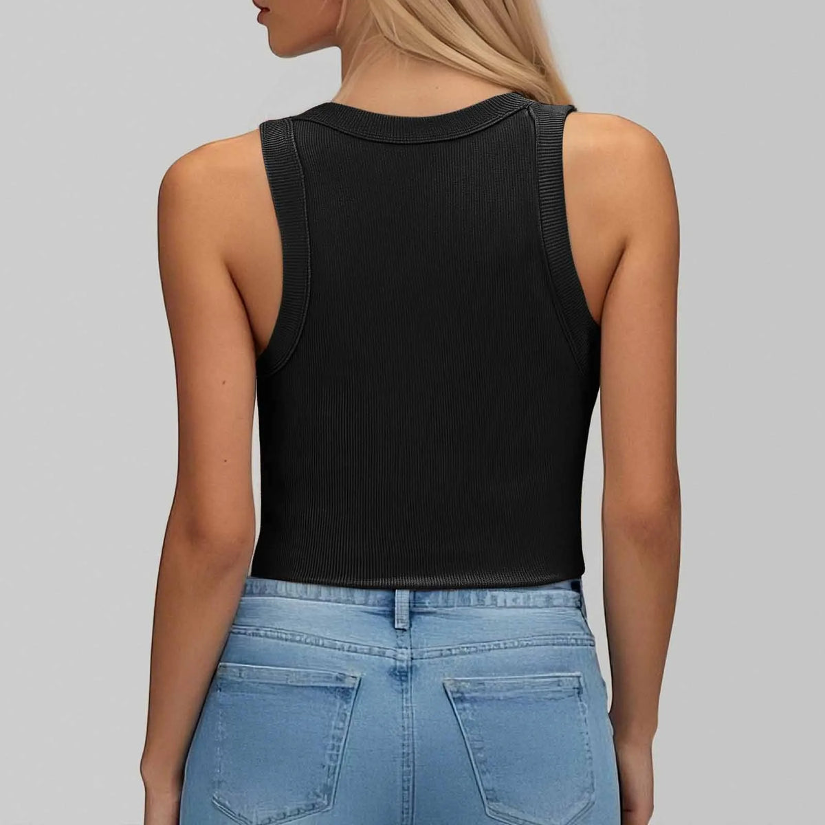 Round Neck Built-in Bra Tank Top