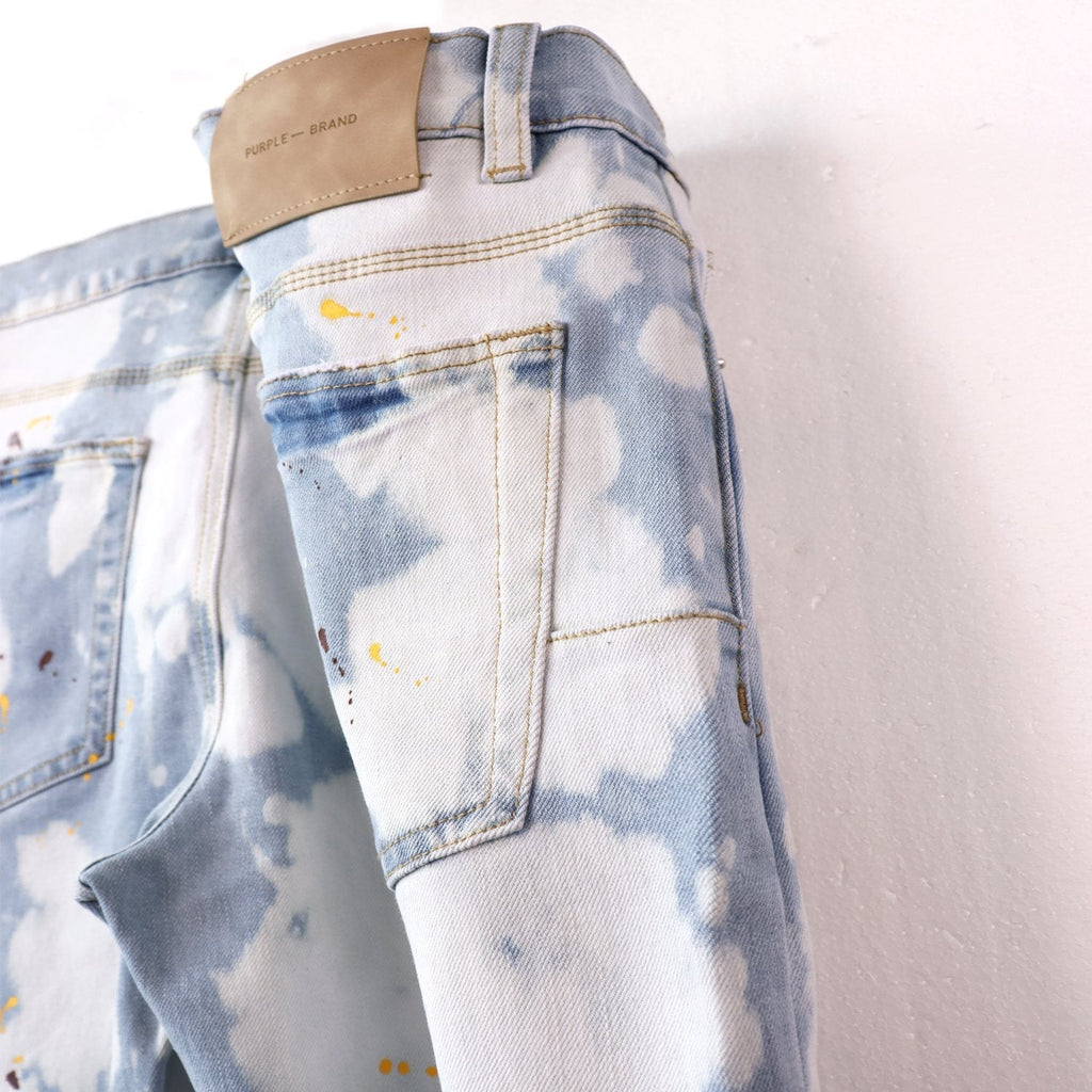 Purple Brand Light Blue Bleached Paint Splatter Skinny Jeans