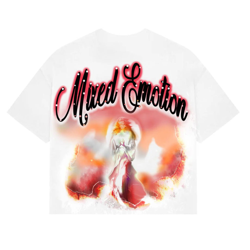 MIXED EMOTION Red Angel Rhinestone Graphic T-Shirt