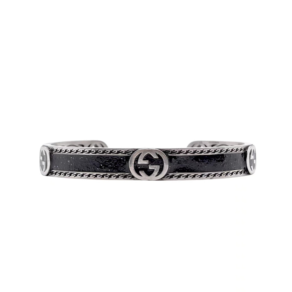 Gucci Black Enamel Vintage Double G Bracelet