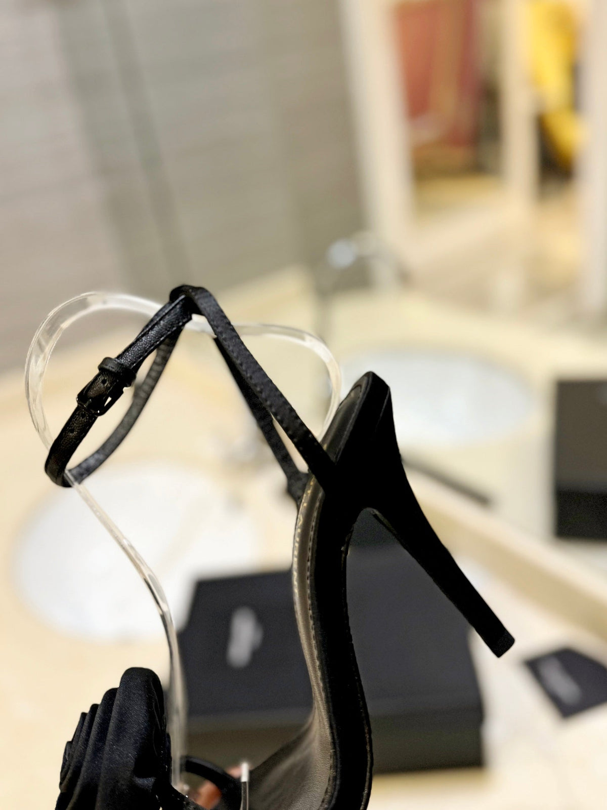Saint Laurent YSL Flower Buckle Heeled Sandals