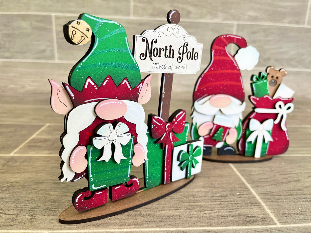 Christmas Tiered Tray Gnome File SVG, Rudolph, Elf, Snowman, Glowforge, LuckyHeartDesignsCo