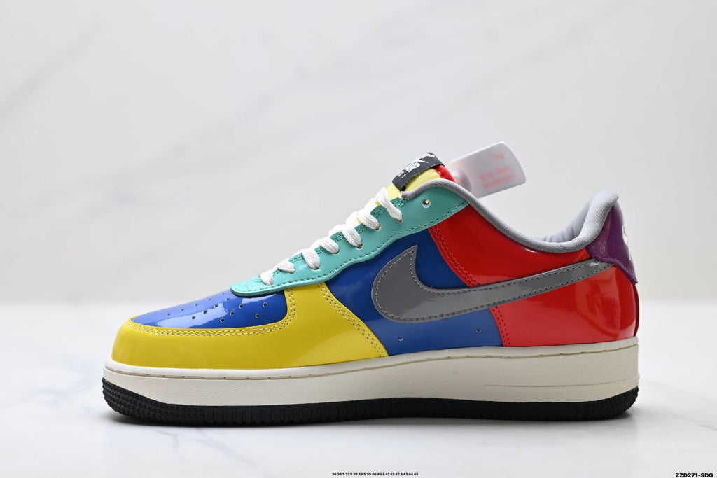 Nike Air Force 1 Low Yellow Blue Green Multicolor Unisex Sneakers Style 07