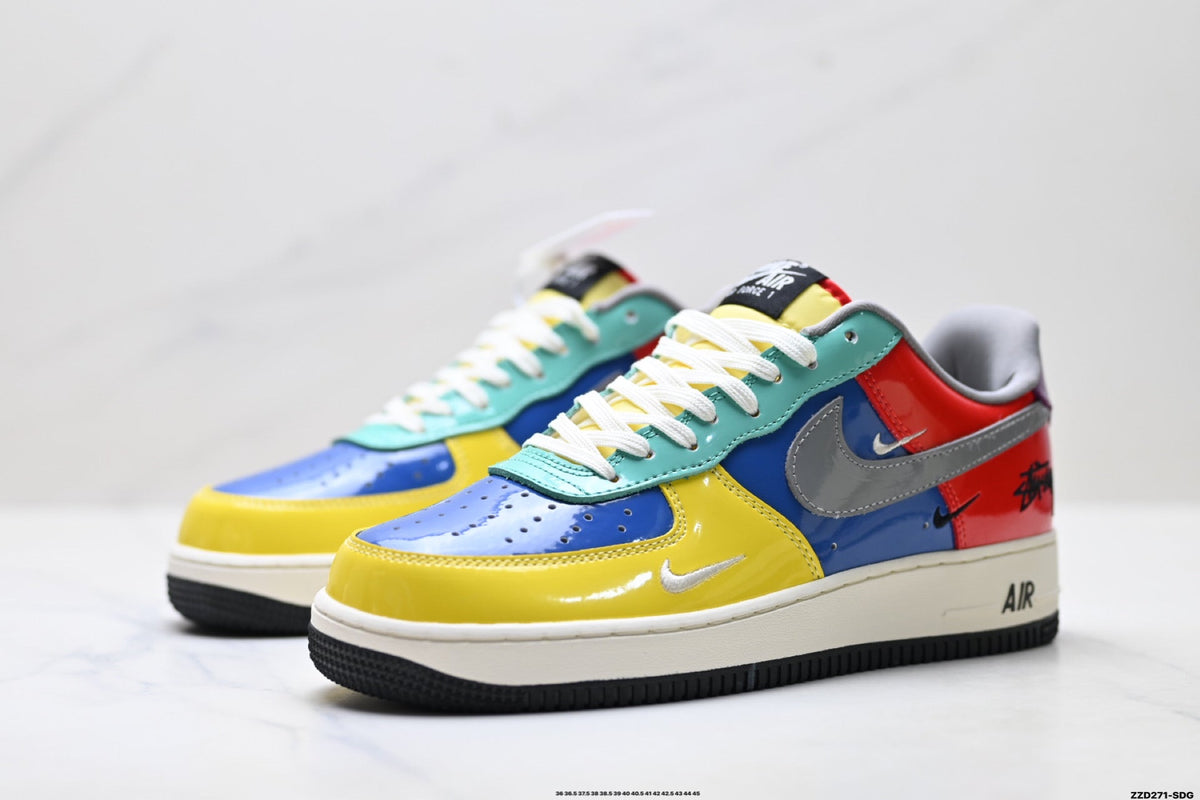 Nike Air Force 1 Low Yellow Blue Green Multicolor Unisex Sneakers Style 07
