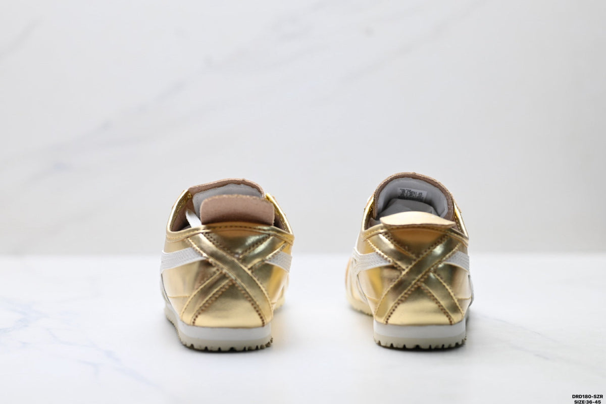 Onitsuka Tiger Retro Low Top Metallic Gold White Unisex Shoes Style 19