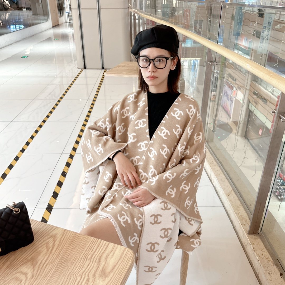 Chanel Fringed Motif Shawl