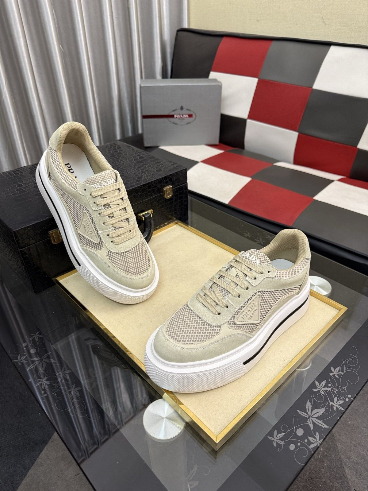 Prada Men's Low-Top Sneakers - Side Stripe