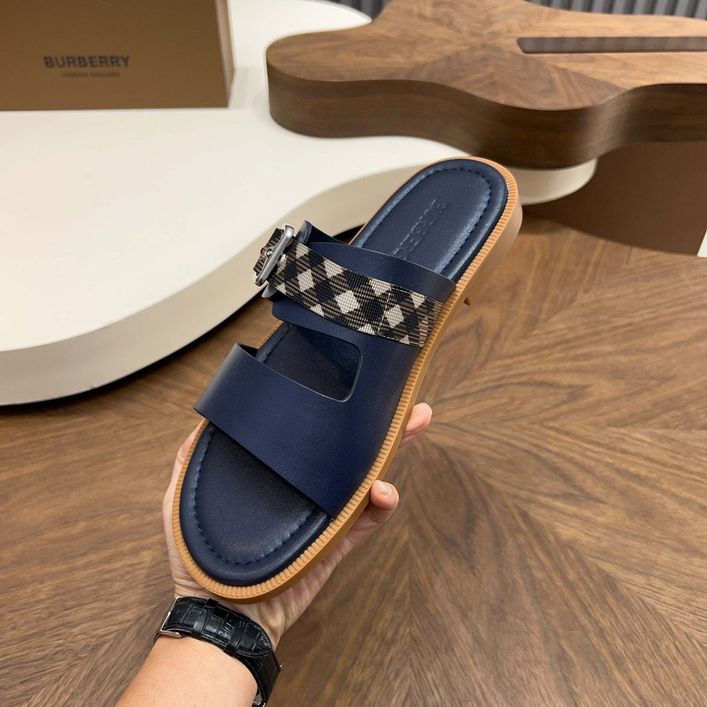 Burberry Plaid Buckle Slide Sandals