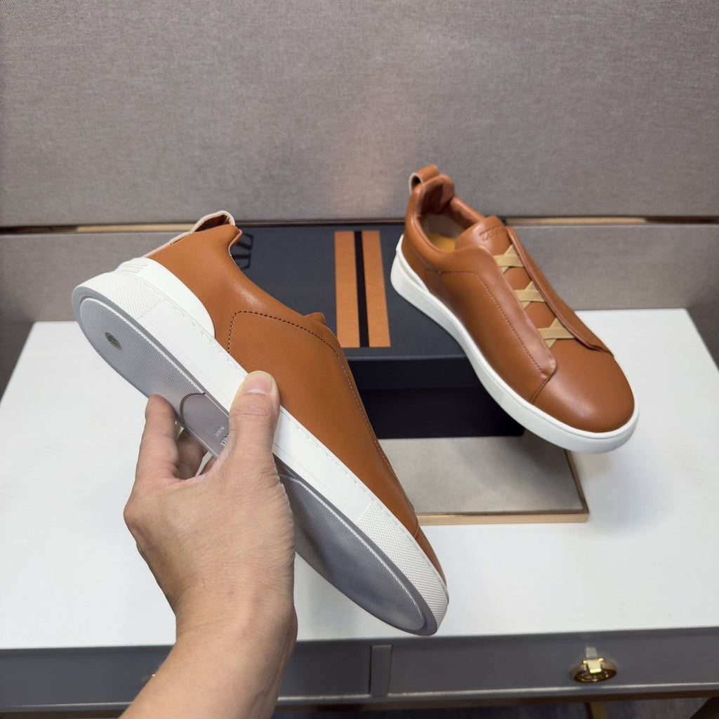 Zegna Men's Leather Slip-On Sneakers